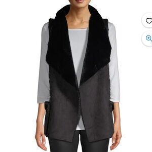 Kendall & Kylie  Faux suede/fur open front drape vest jacket Lagenlook XL